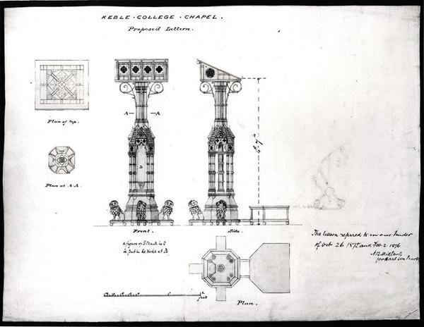 Entwurf für ein Lesepult, Keble College Chapel, Oxford, 1875-76 von William Butterfield