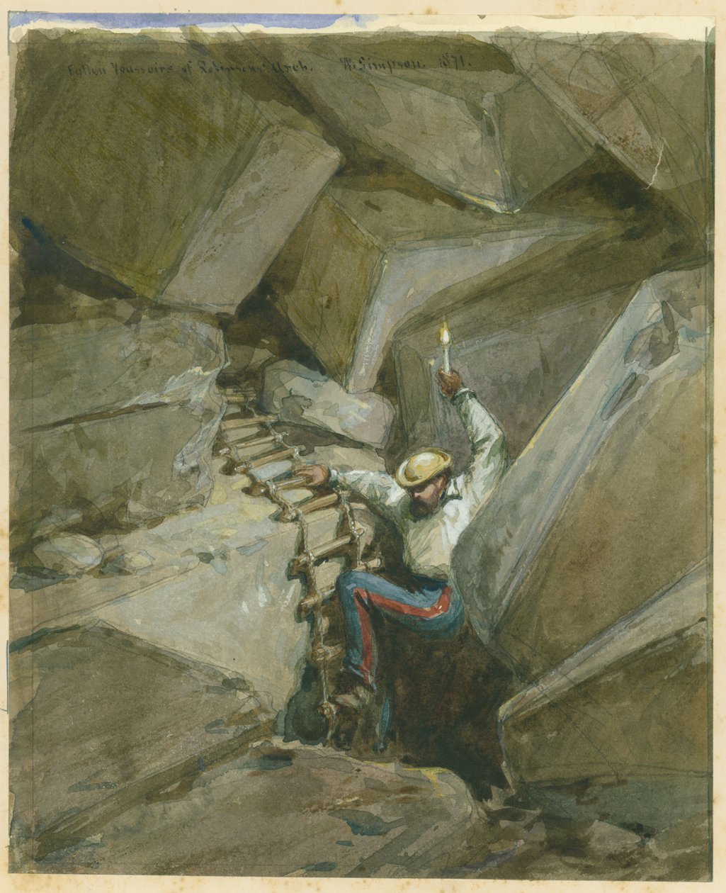 Gefallene Voussoirs des Robinson-Bogens, Jerusalem, 1869 von William Crimea Simpson