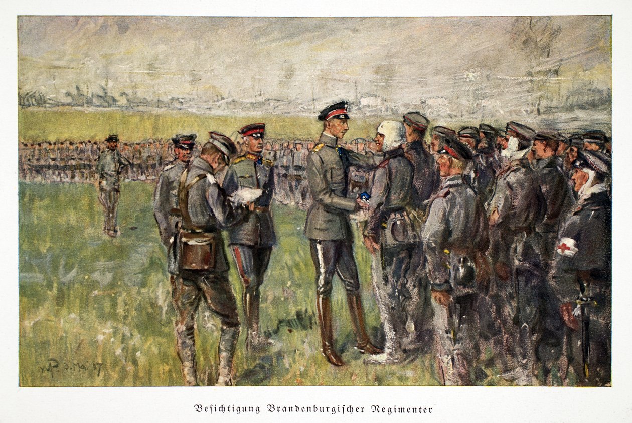 Wilhelm, Kronprinz von Deutschland, besucht verwundete Truppen im Feld, veröffentlicht am 3. Mai 1917 von William Friedrich Georg Pape