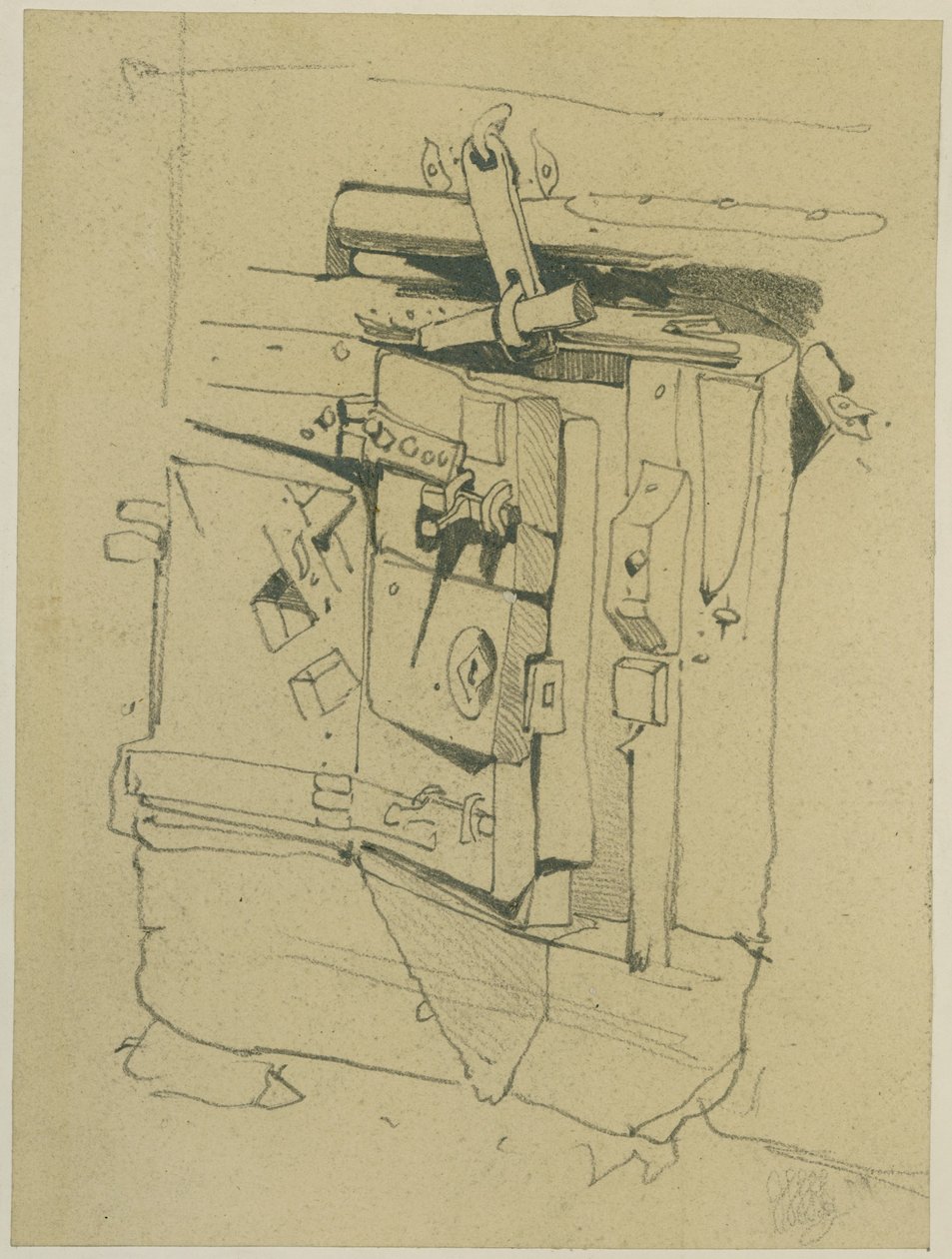 Tür eines Tresors (Bleistift auf Papier (auf Karton geklebt)) von William James Muller