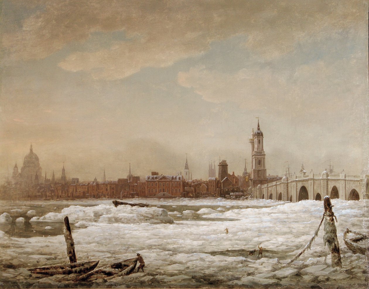 London Bridge im großen Frost von 1776, 1776 von William Marlow