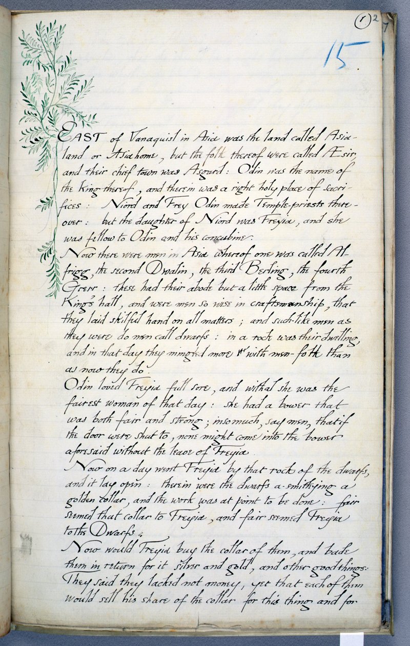 Eine Seite aus Die Geschichte von Hogni und Hedinn von William Morris