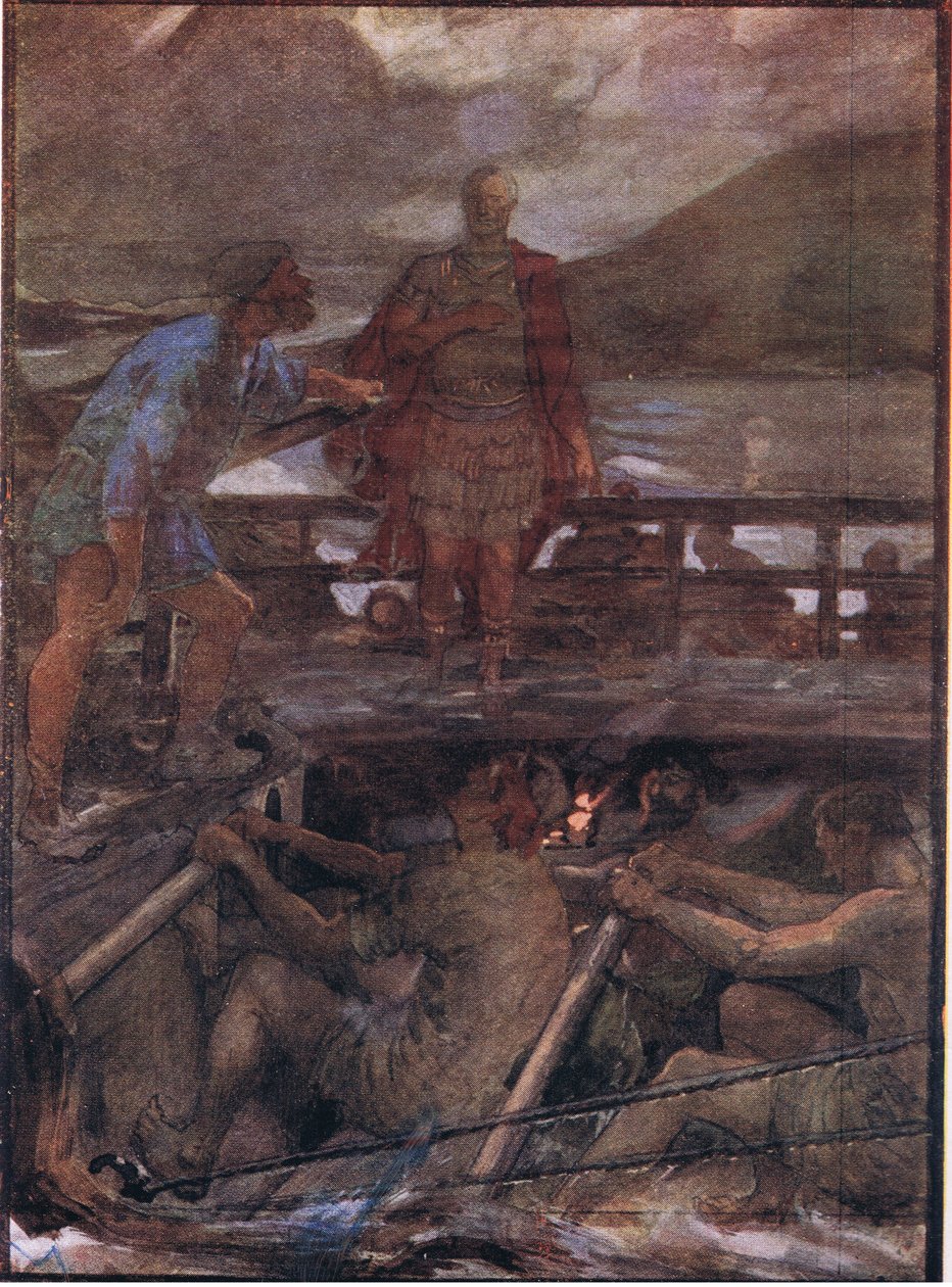 Caesar und der Pilot, aus Plutarchs Leben, veröffentlicht von T C & E C Jack Ltd, 1920er Jahre von William Rainey