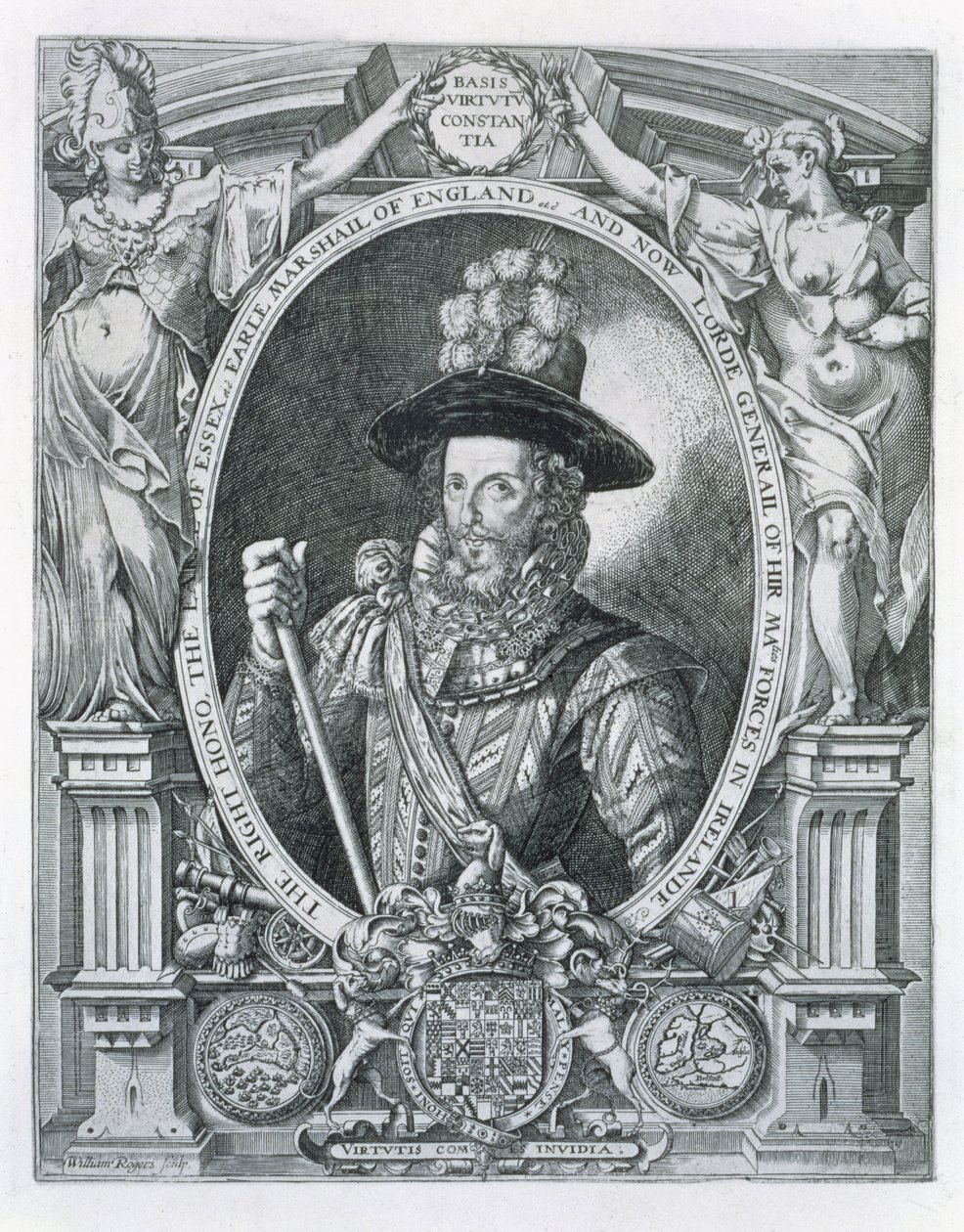 Porträt von Robert Devereux, 2. Earl of Essex, zur Erinnerung an seine Lord-Lieutenancy von Irland, 1599 von William Rogers