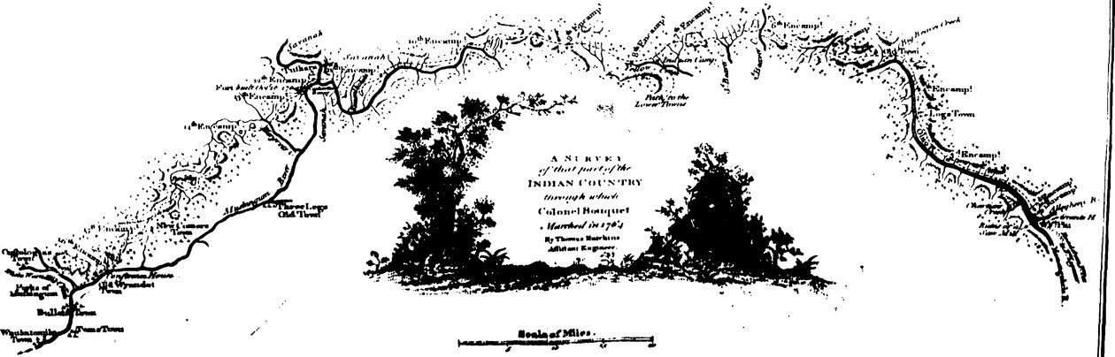 Fleuron aus dem Buch: Ein historischer Bericht über die Expedition gegen die Ohio-Indianer im Jahr MDCCLXIV von William Smith