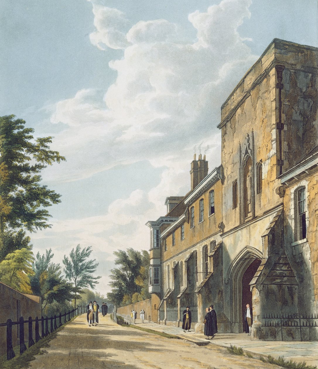 Eingang des Winchester College mit dem Haus des Wächters, aus 