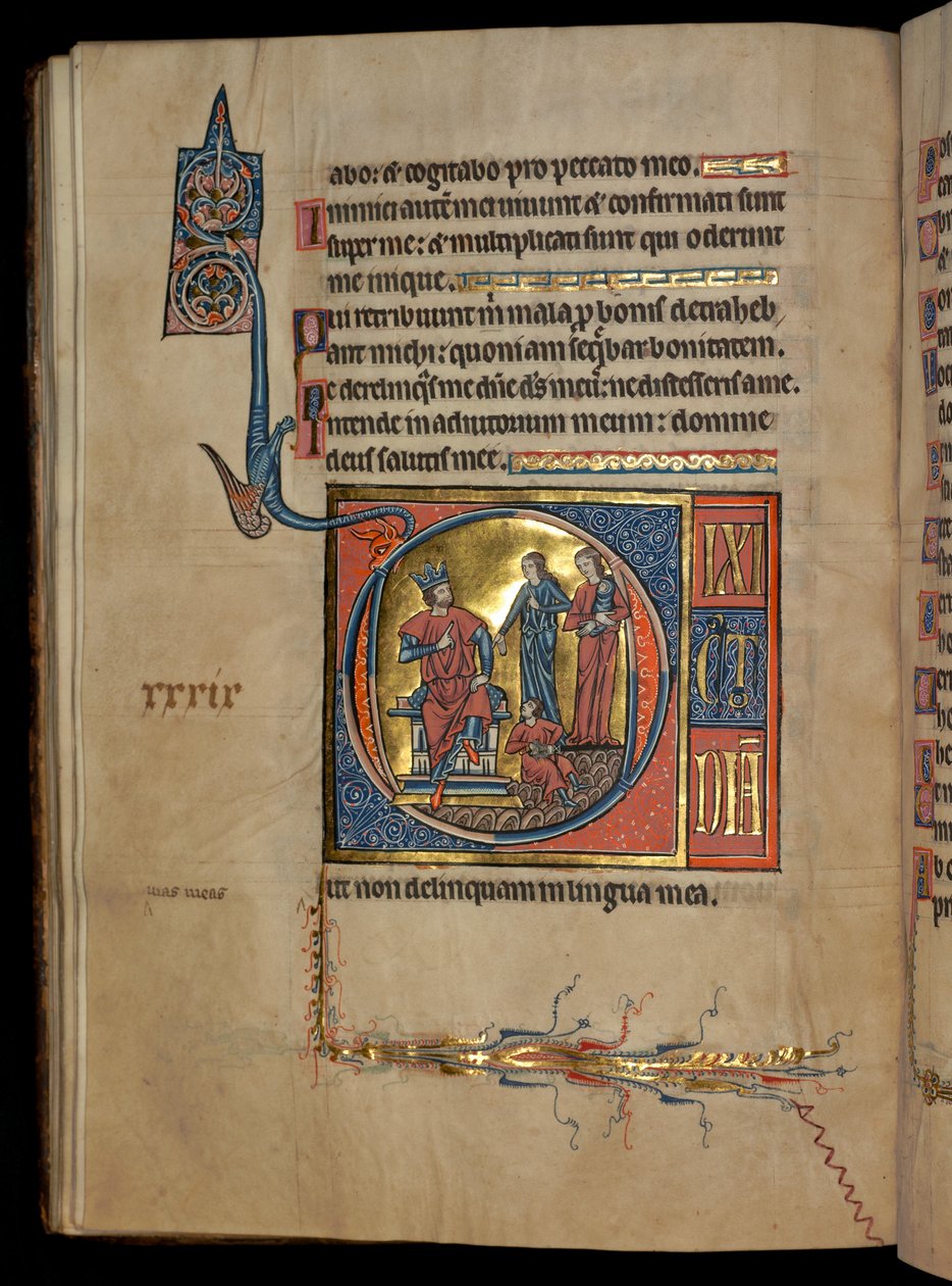 Ms 322 f.41v, Psalm 38, Initiale D, Urteil Salomos, Illustration aus dem 