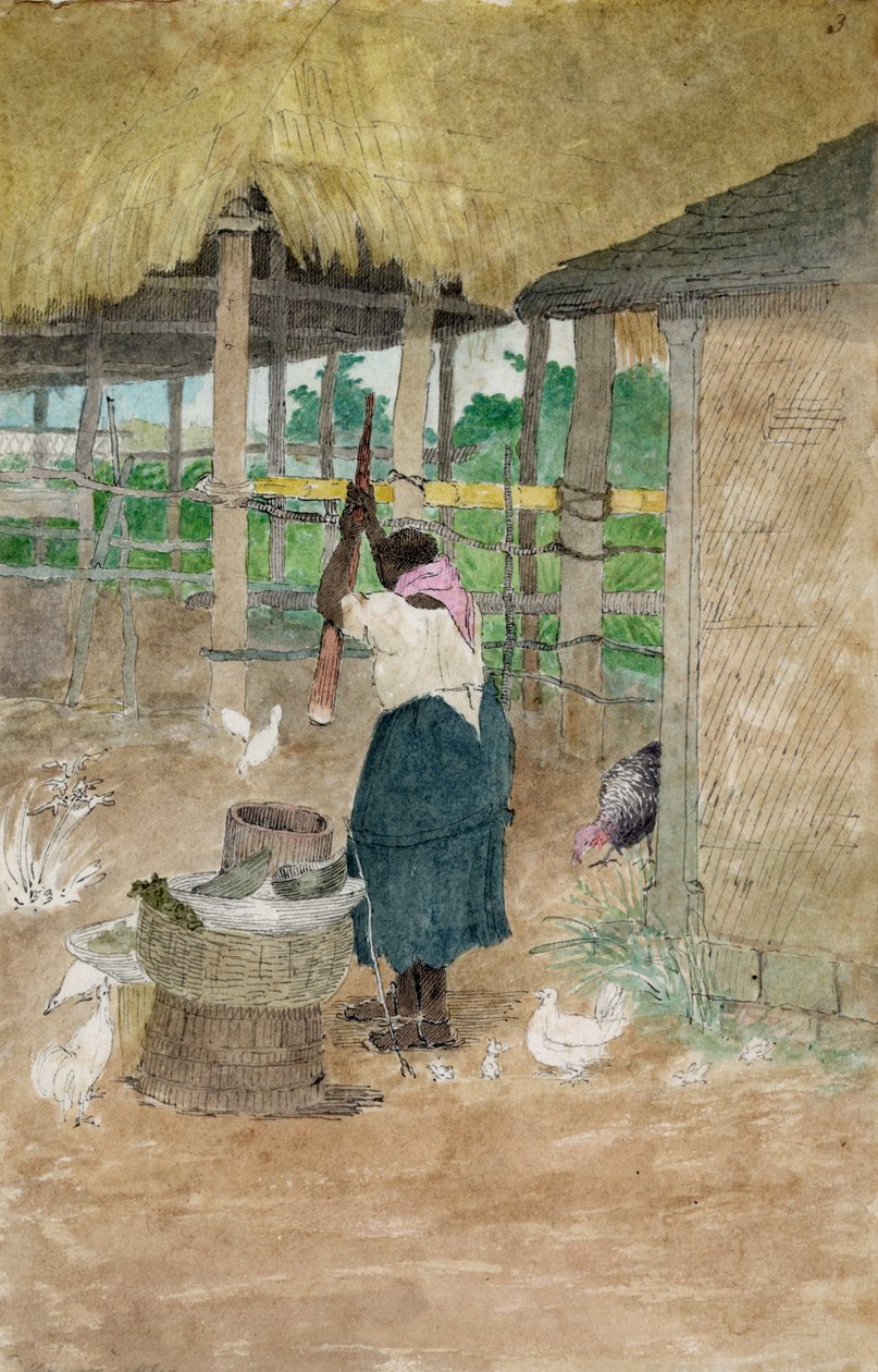 Frau schlägt Maniok, Jamaika von William Berryman