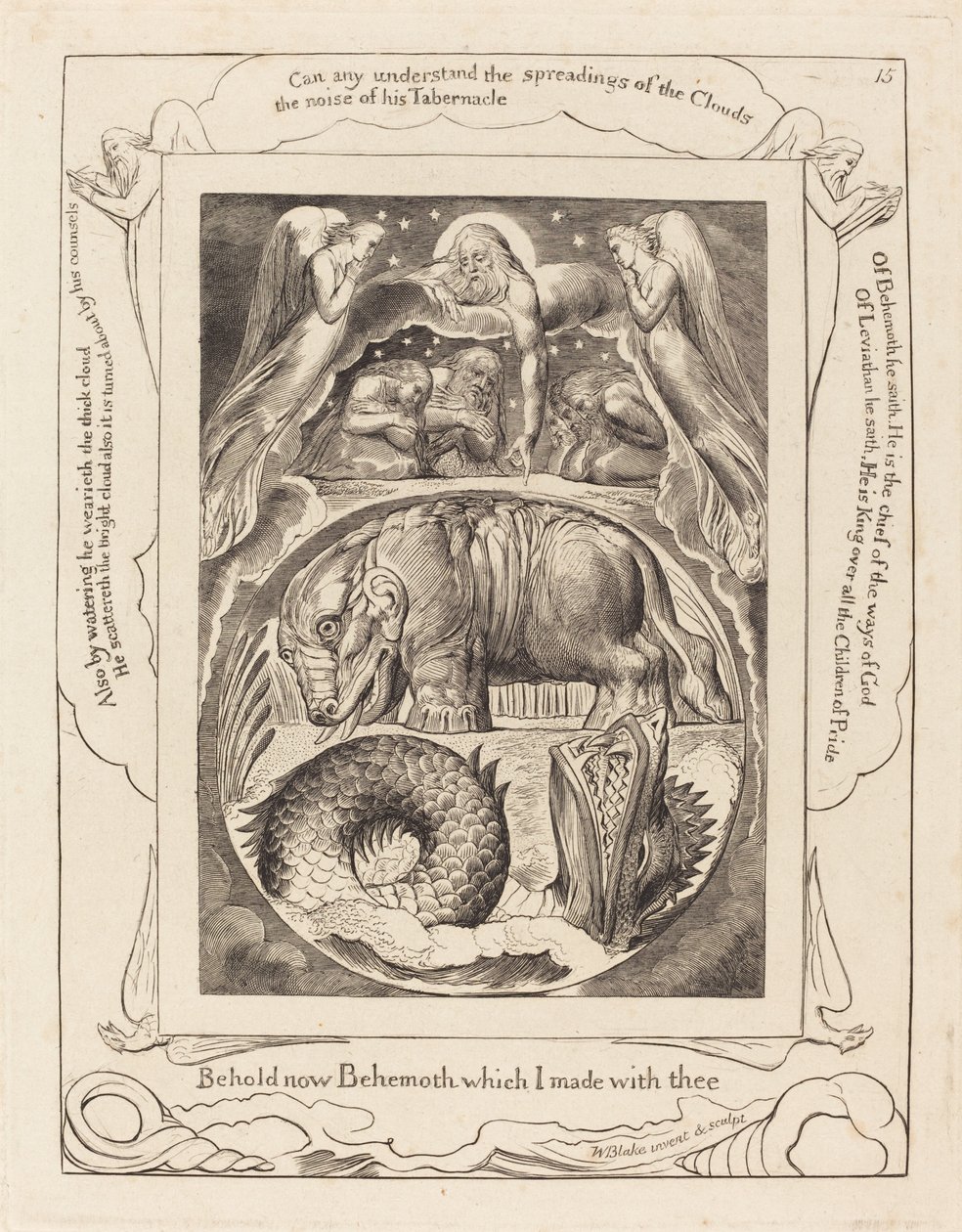Behemoth und Leviathan, 1825 von William Blake