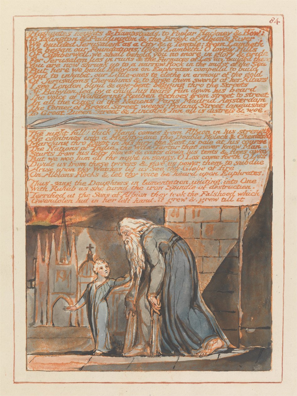 Jerusalem, Tafel 84, Highgates Höhen und Hampstead.... von William Blake