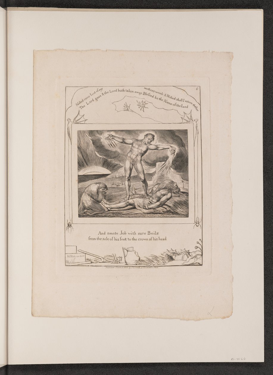 Satan schlägt Hiob mit Geschwüren, 1825 von William Blake