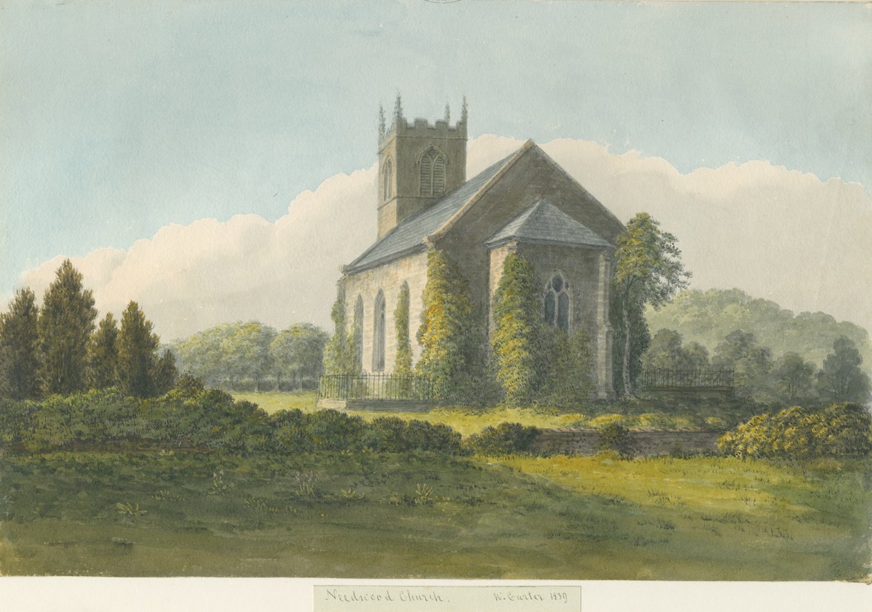 Needwood Kirche: Aquarell, 1839 von William Carter
