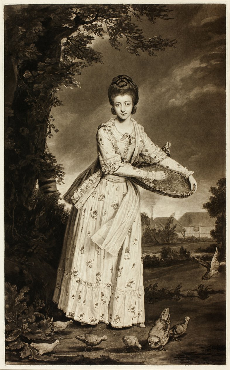 Mrs. Pelham füttert ihre Hühner von William Dickinson