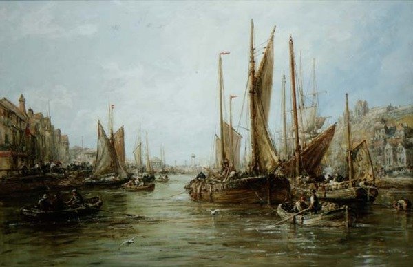Kai mit Fischerbooten von William Edward Webb