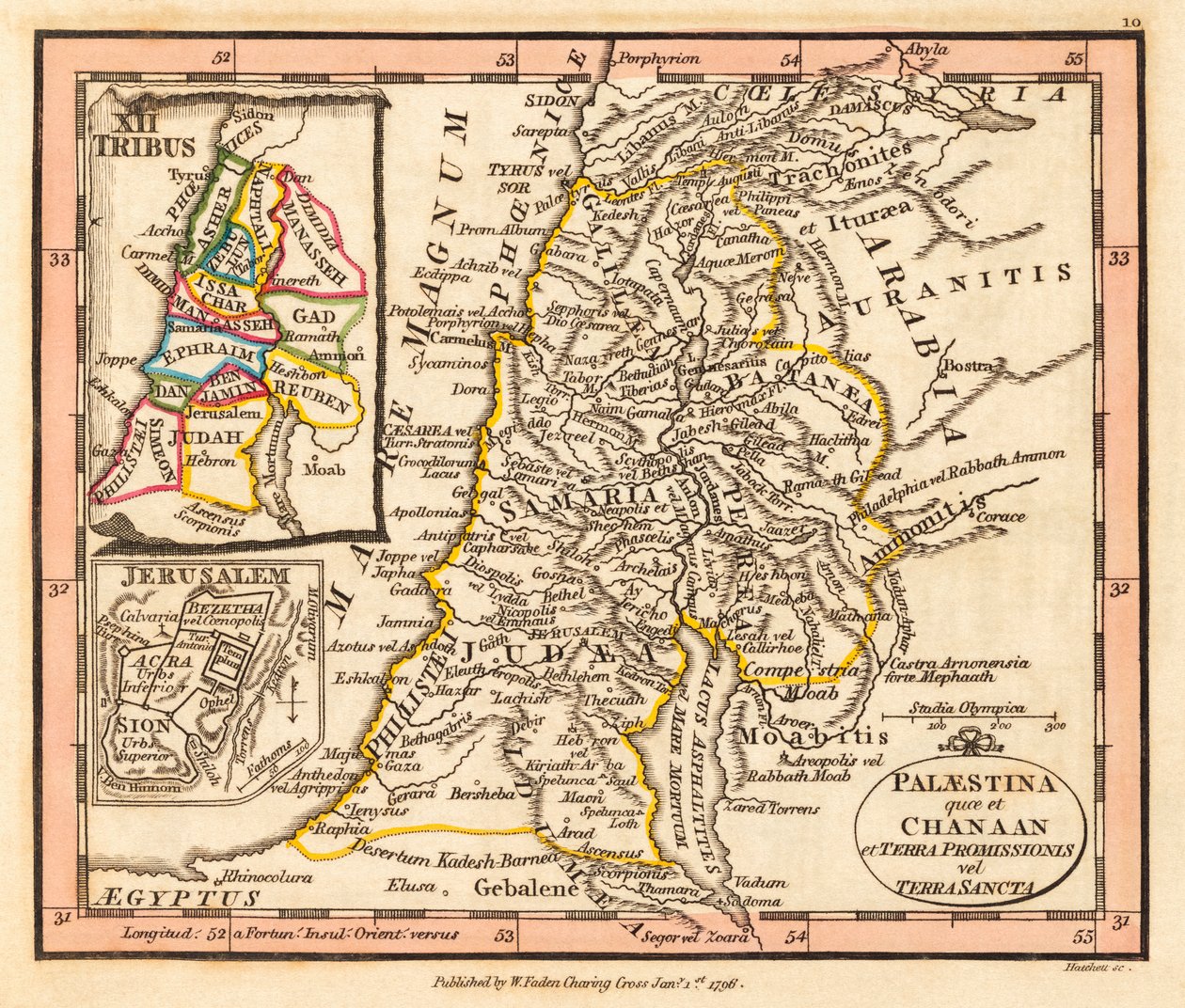 Palästina. Karte von William Faden
