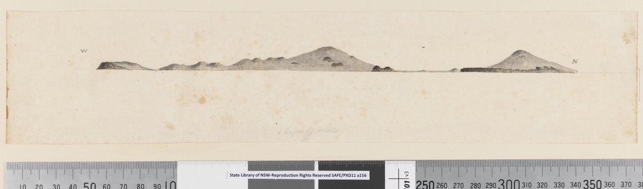 Seite 25b/c Profil einer unidentifizierten Insel von William Hodges
