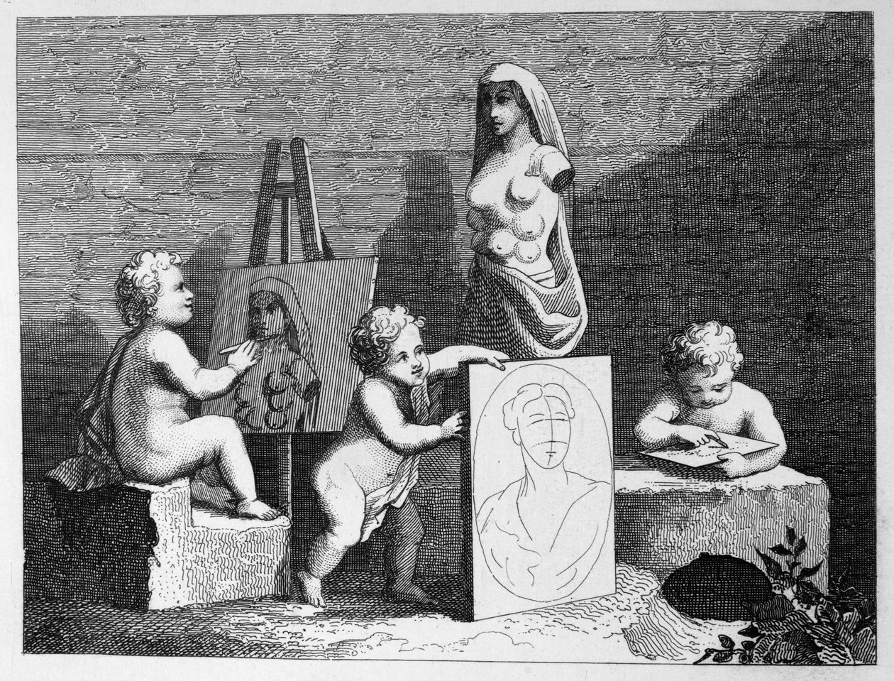 Jungen, die die Natur belauschen von William Hogarth