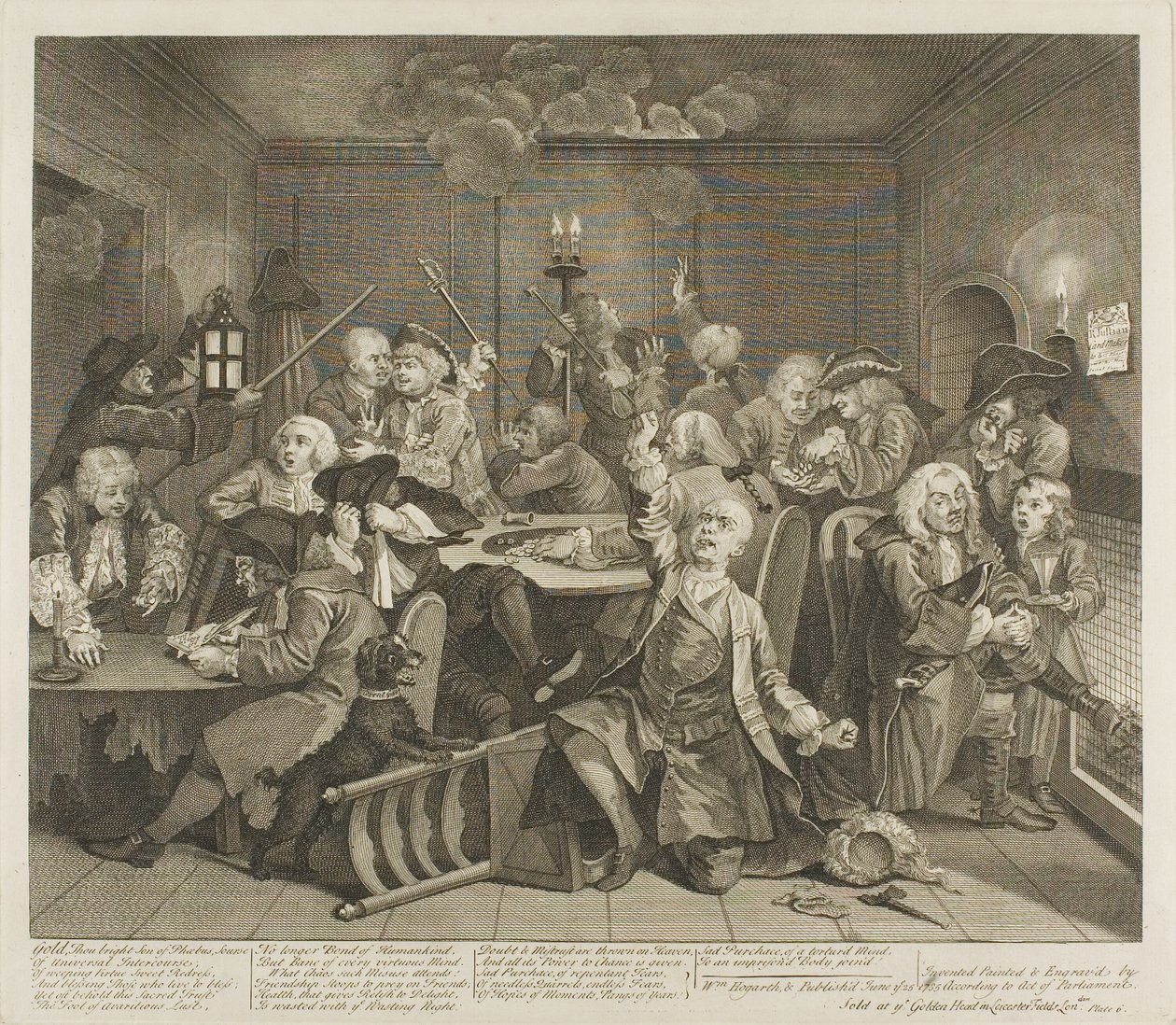 Tafel Sechs, aus Ein Wüstlings Fortschritt von William Hogarth