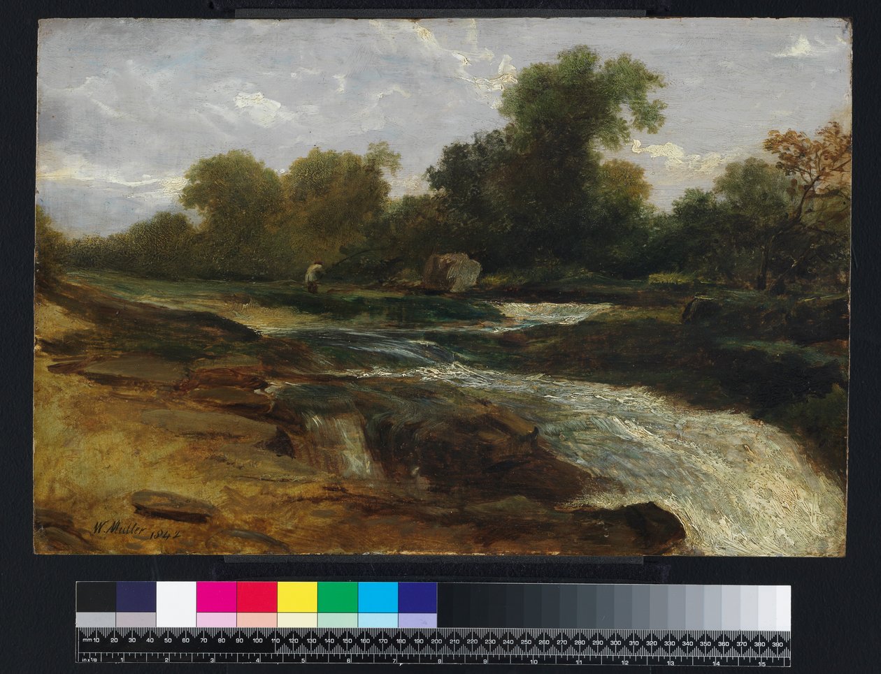 Flusslandschaft mit einem Angler, 1842 von William James Muller