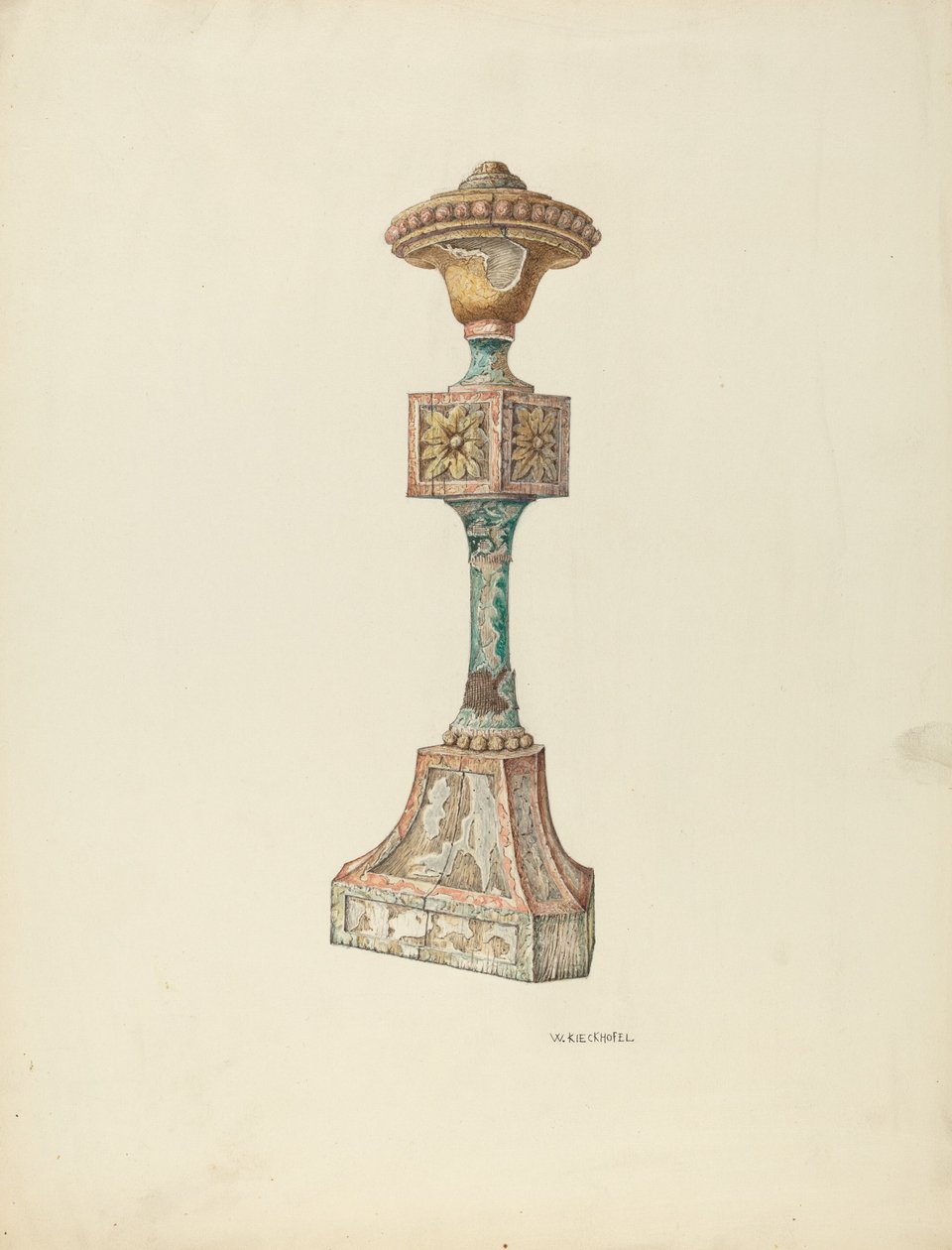 Zeremonieller Kerzenhalter Kirchliche Möbel, ca. 1941 von William Kieckhofel