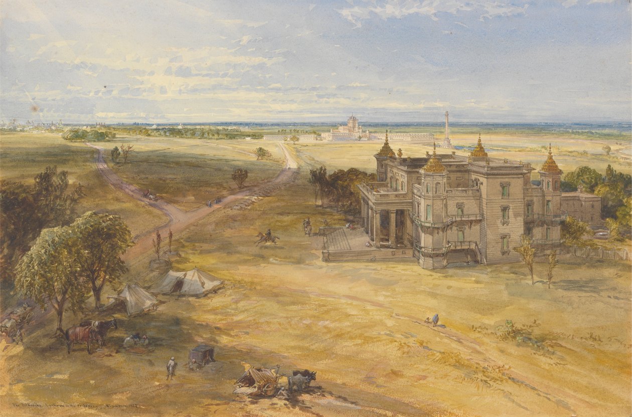 Der Dilkoosha, Lucknow in der Ferne von William Simpson