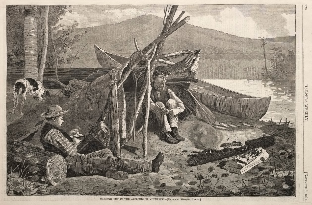 Camping in den Adirondack Mountains, 1874 von Winslow Homer