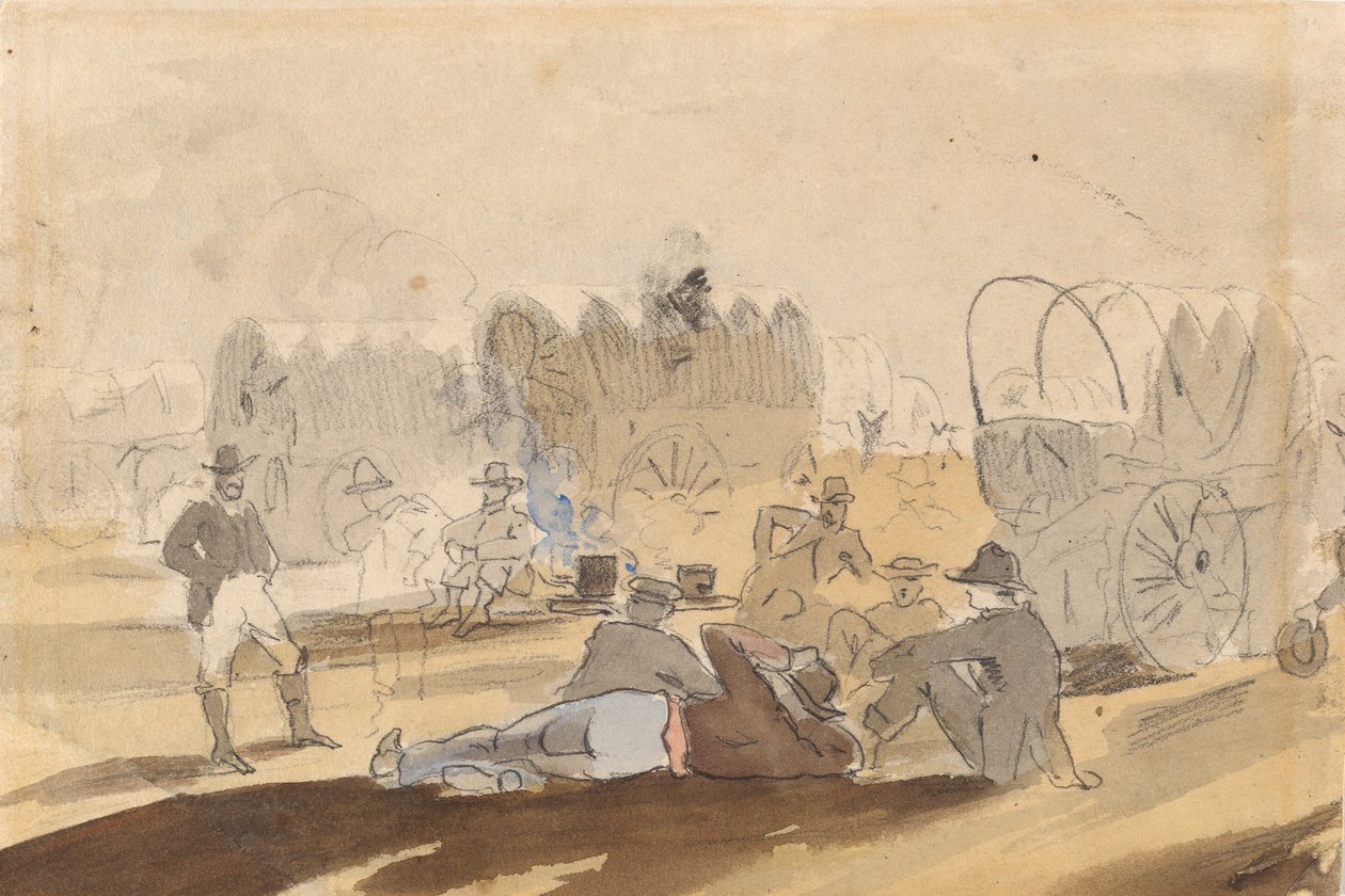 Karawane mit Planwagen rastend [recto] von Winslow Homer
