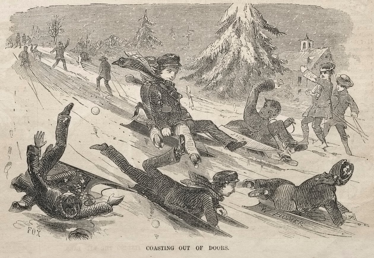 Rodeln im Freien, 1857 von Winslow Homer