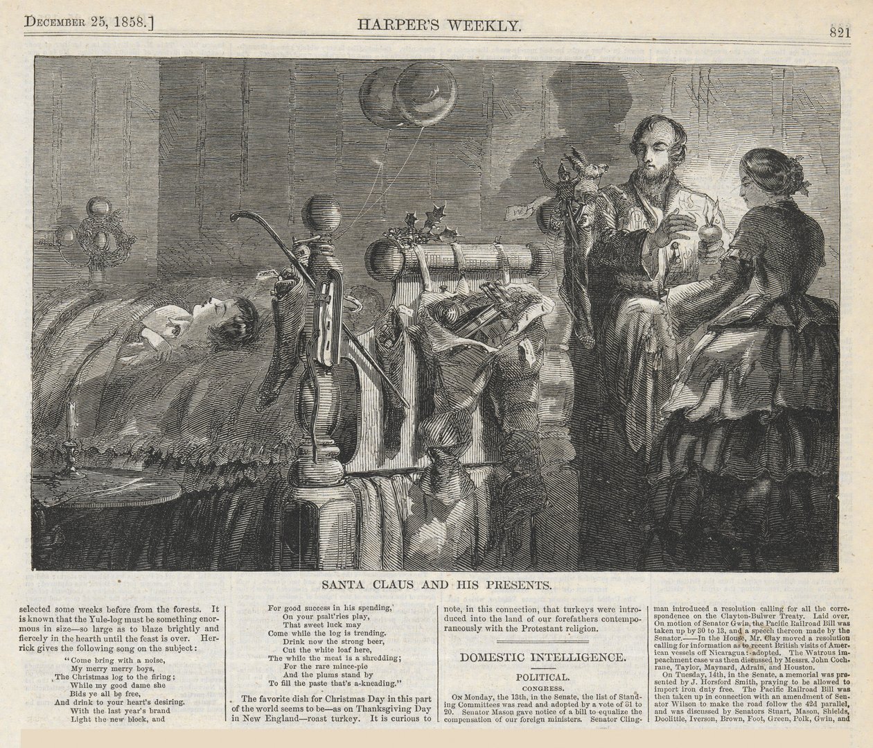 Weihnachtsmann und seine Geschenke, aus Harper von Winslow Homer