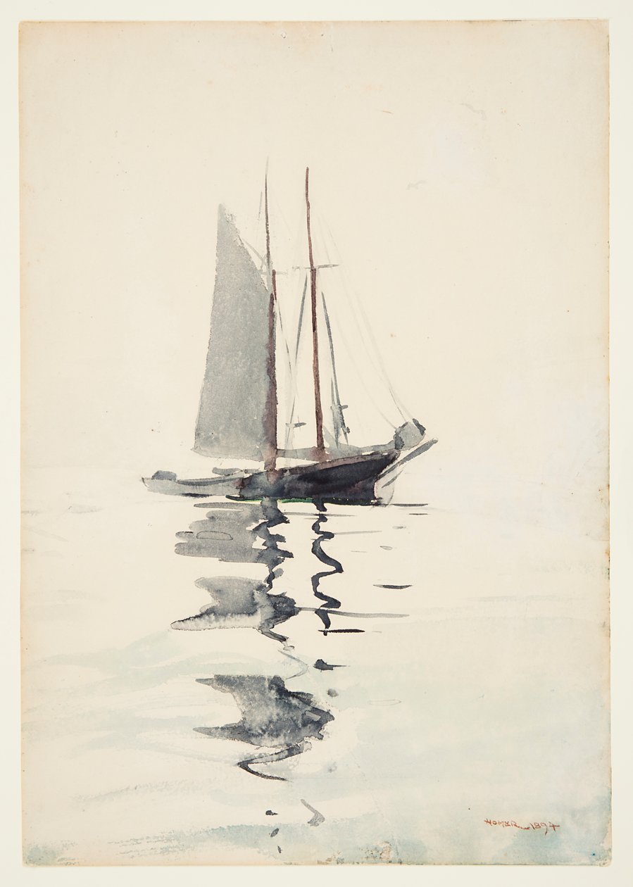 Zweimast-Schooner mit Dory von Winslow Homer