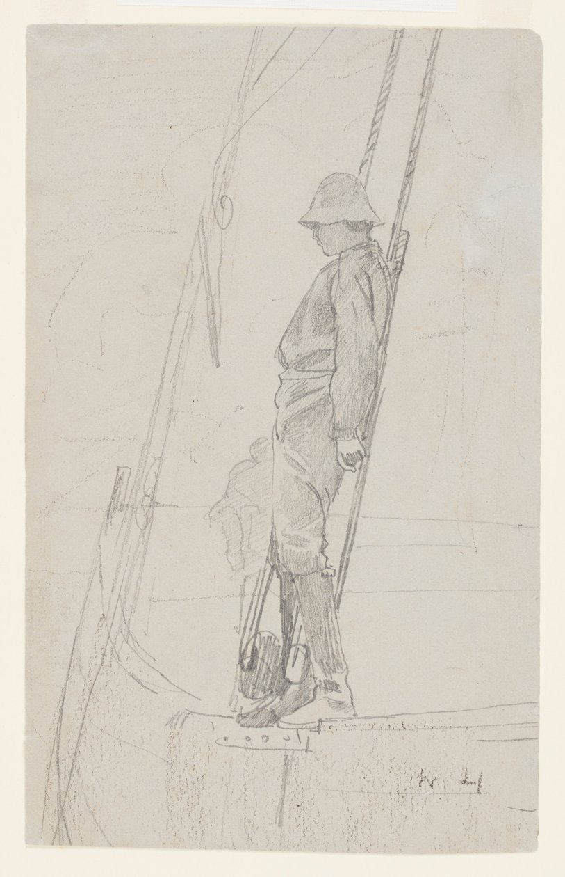 Junger Mann lehnt an Segelboot-Rigg von Winslow Homer
