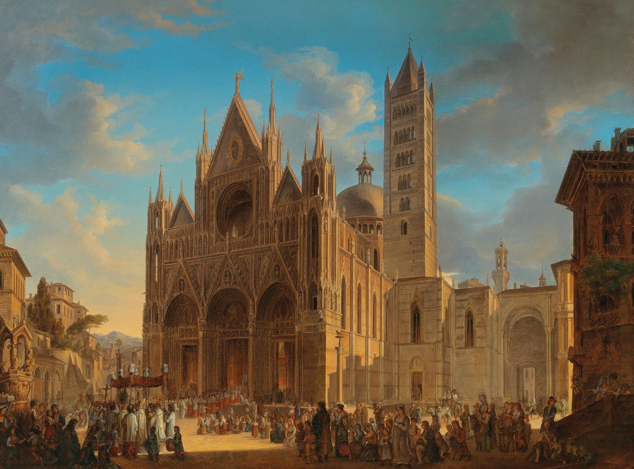Prozession vor dem Dom von Siena, signiert und datiert rechts unten von Woldemar Hermann