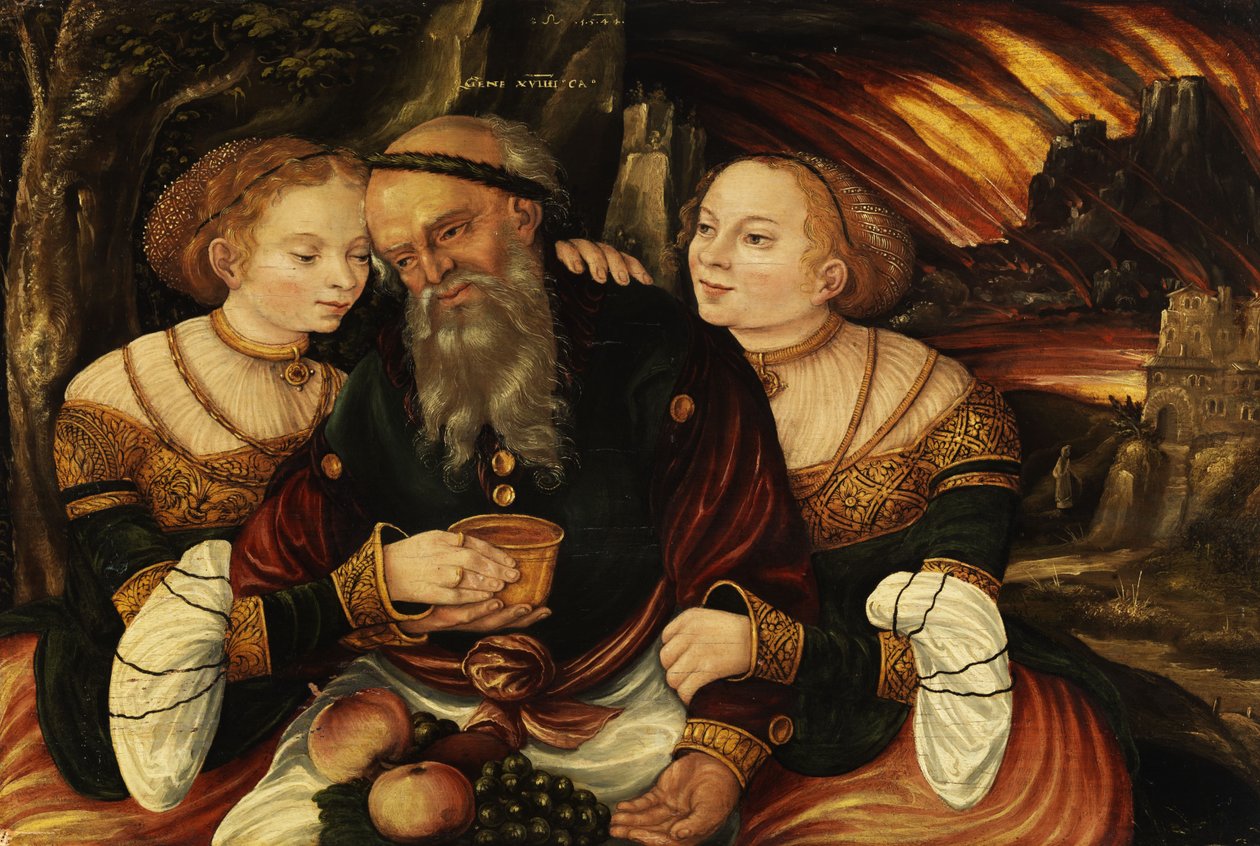 Lot und seine Töchter von Lucas Cranach the Younger  