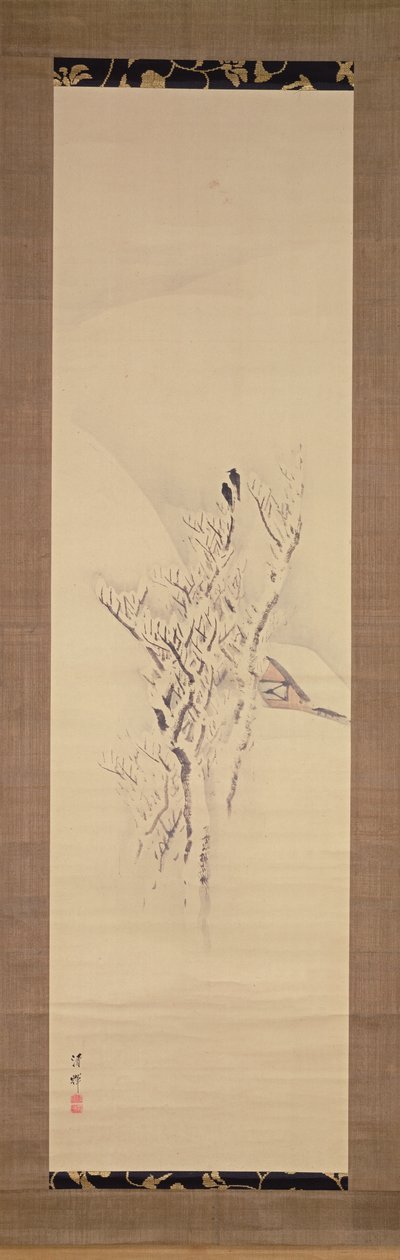 Verschneite Landschaft mit Krähen im Baum von Yokoyama Seiki