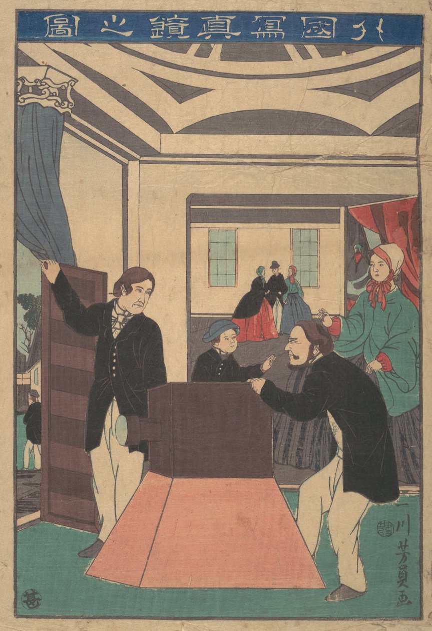 Ausländer mit einer Kamera, 11. Monat, 1860 von Yoshikazu