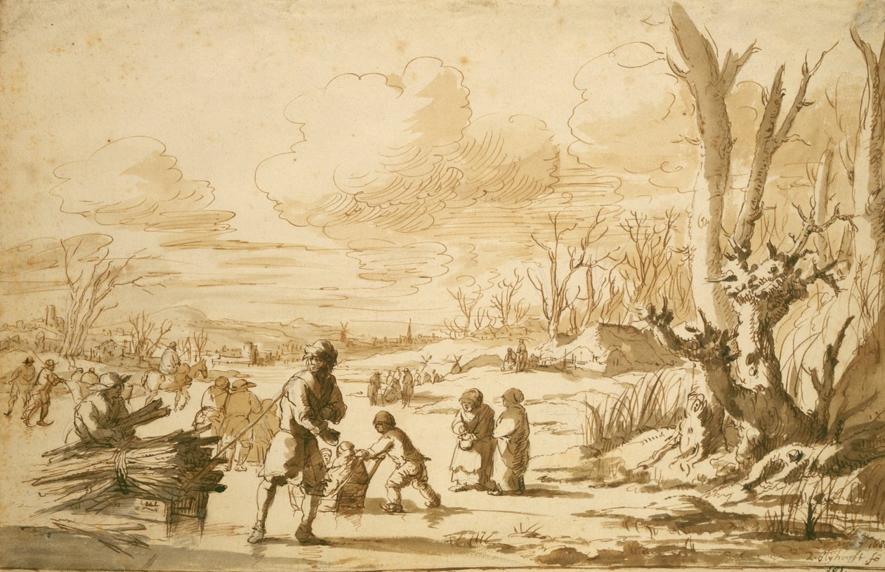 Genießen des Eises, 1680 von Zacharias Blyhooft