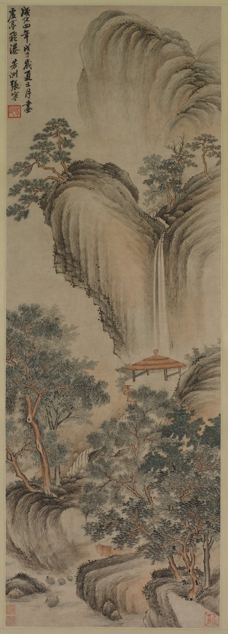 Leerer Pavillon und schneller Wasserfall von Zhang Ning