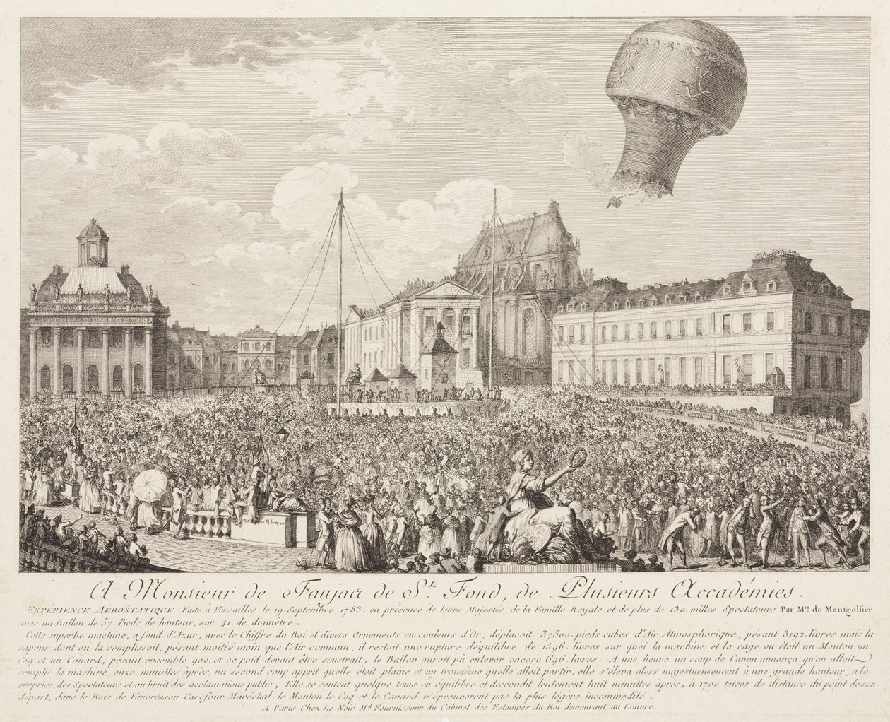 Aufstieg eines Montgolfier-Ballons in Versailles von Frederick (attr. to) Barnard