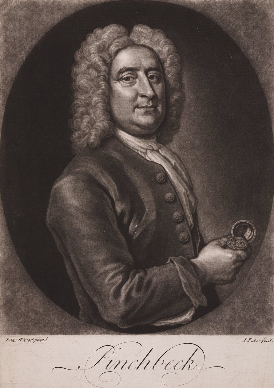 Christopher Pinchbeck, englischer Uhrmacher und Spielzeugmacher, ca. 1725 von Frederick (attr. to) Barnard