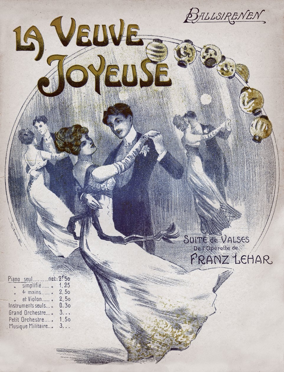 Paare tanzen den Walzer Ballsirenen, ca. 1910 (Illustration) von . .