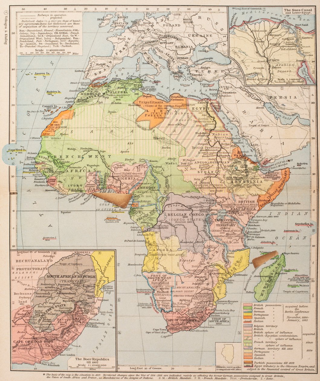 Karte, die die Aufteilung Afrikas zeigt von . .