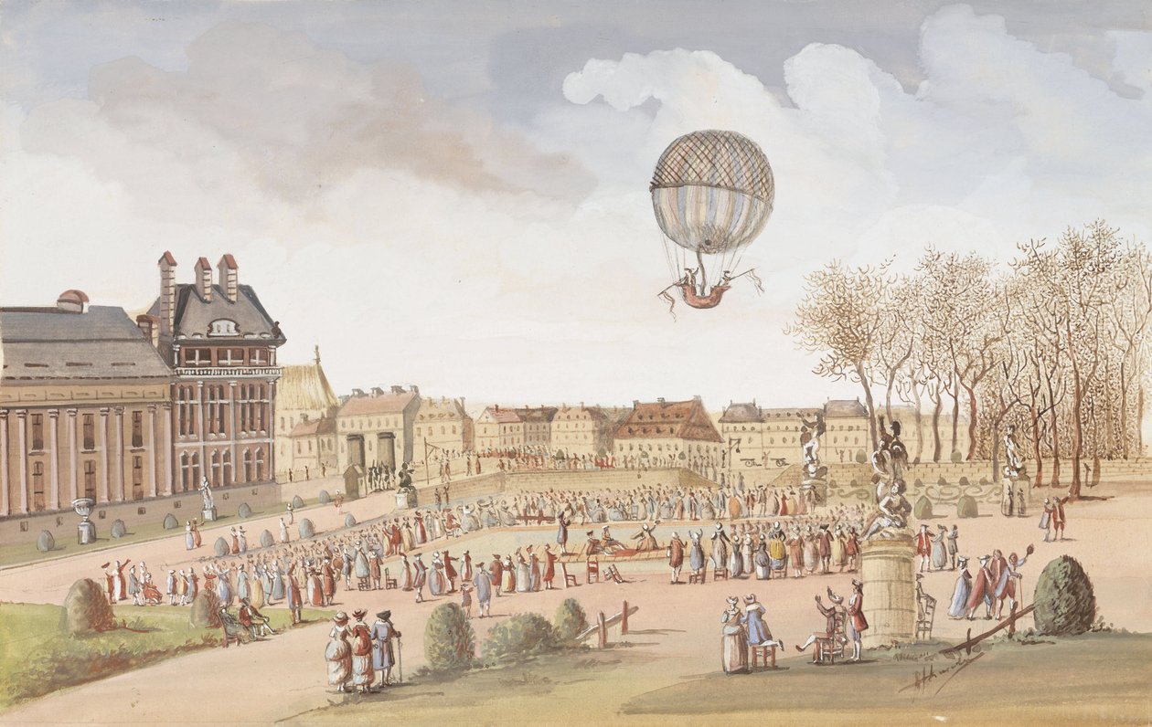 Der erste Aufstieg in einem Wasserstoffballon von Frederick (attr. to) Barnard