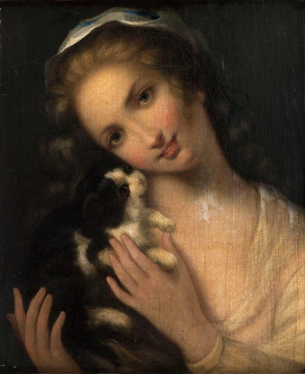 Mädchen mit Katze von anonymous 