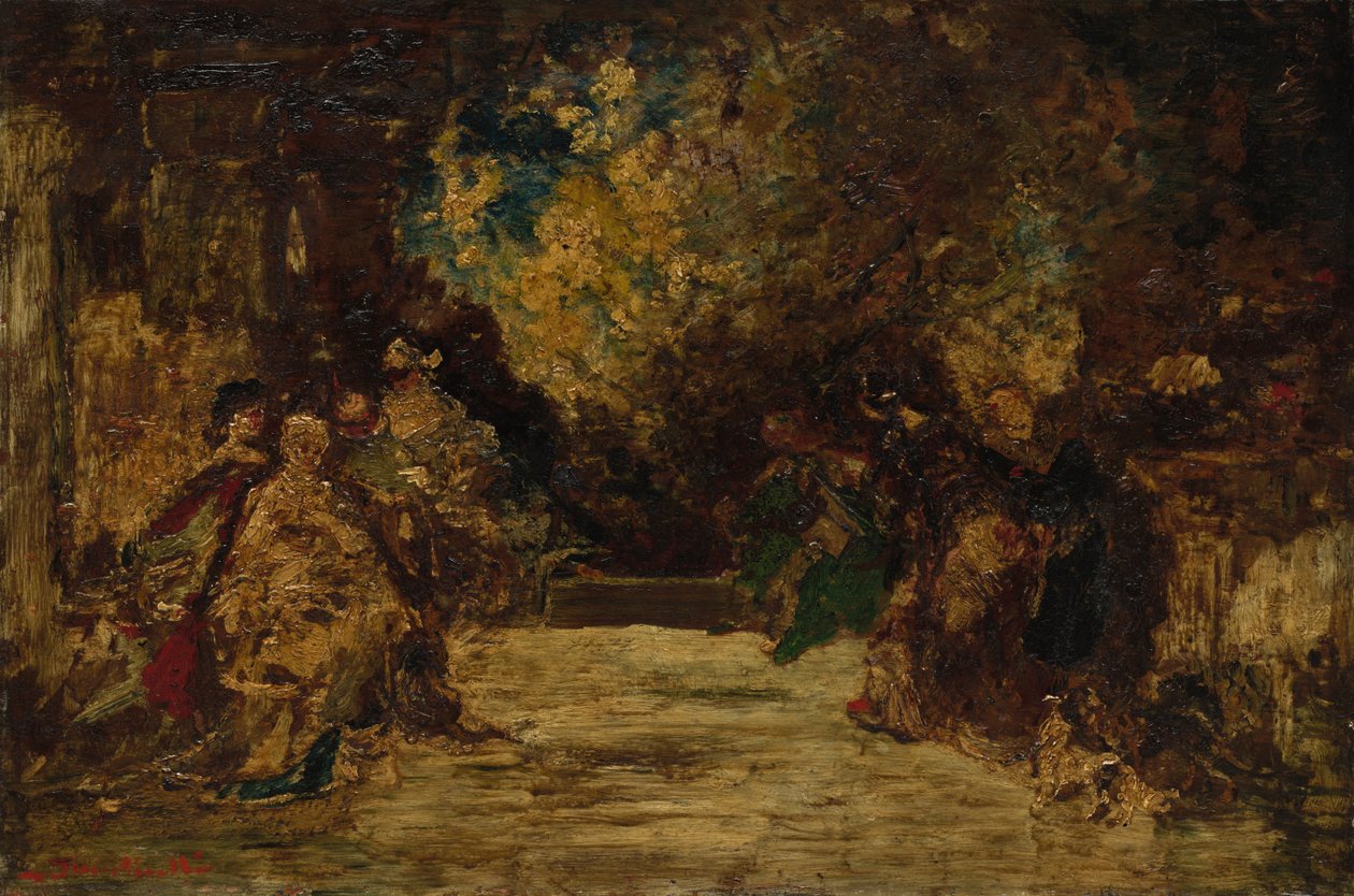 Figuren auf einer Terrasse von attributed to Adolphe Monticelli