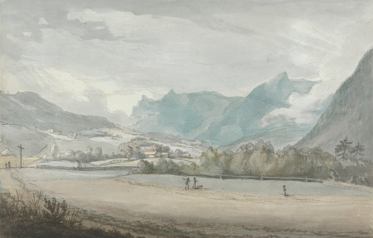 Gebirgige Landschaft mit Figuren von attributed to Benjamin West