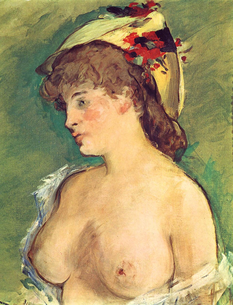 Blonde Frau mit nackten Brüsten von Édouard Manet