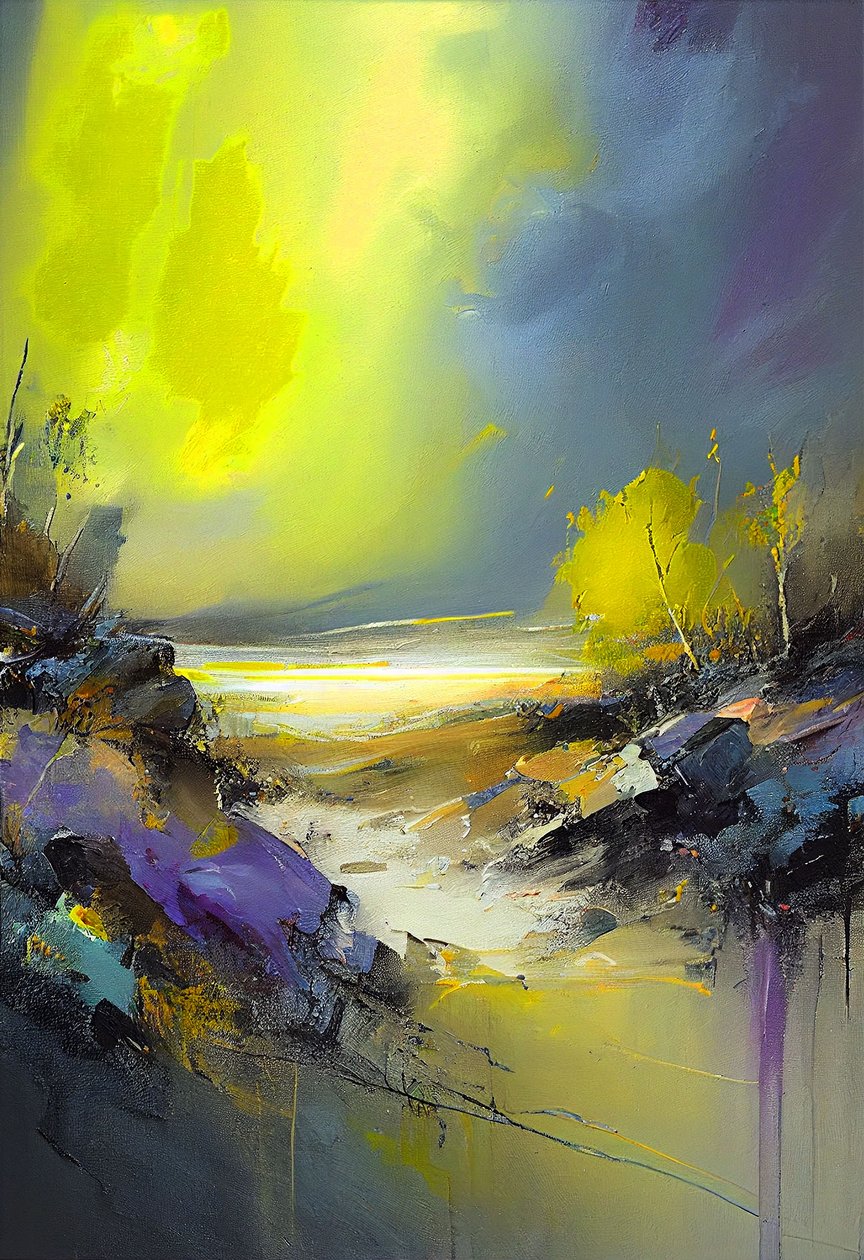Abstrakte Landschaftsmalerei, Wandkunst von F. Abderrahim