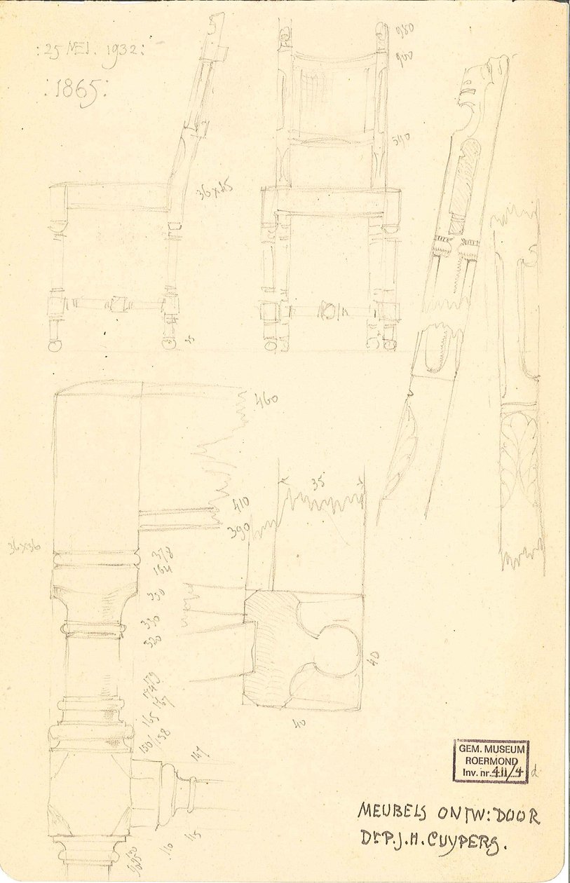 Möbel entworfen von Dr. P.J.H. Cuypers von Pierre Cuypers