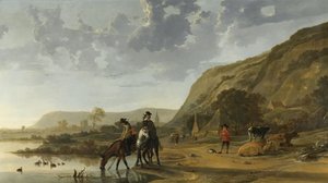 Flusslandschaft mit Reitern, 1653-7