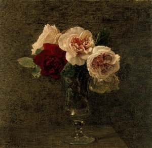 Stillleben mit rosa und roten Rosen, 19. Jahrhundert